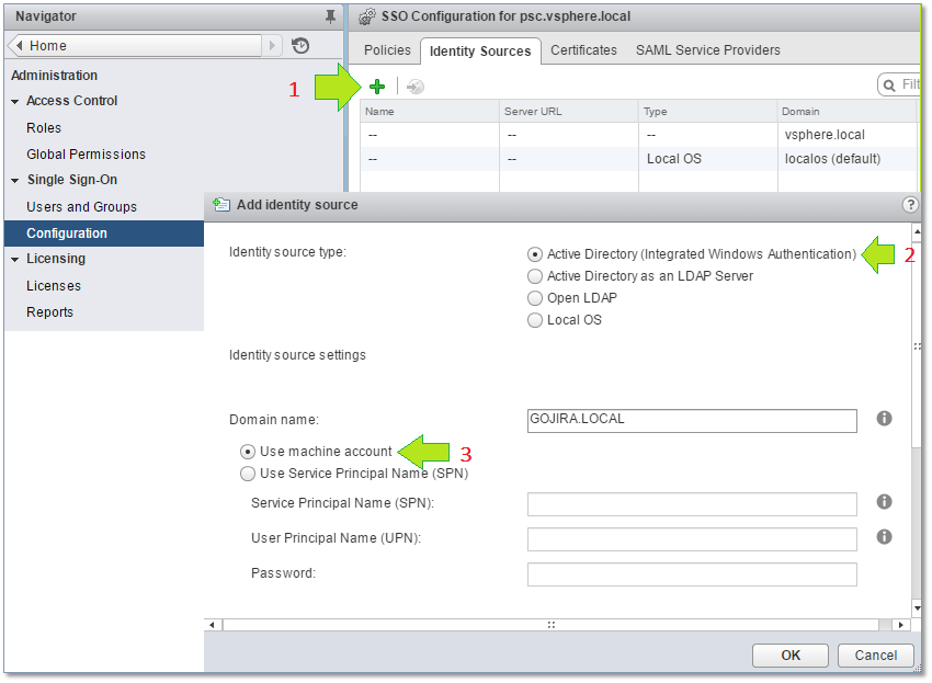 Figure 23 - Adding an AD domain as an SSO identity source