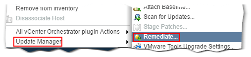 Figure 11 - Remediating a host from the context menu